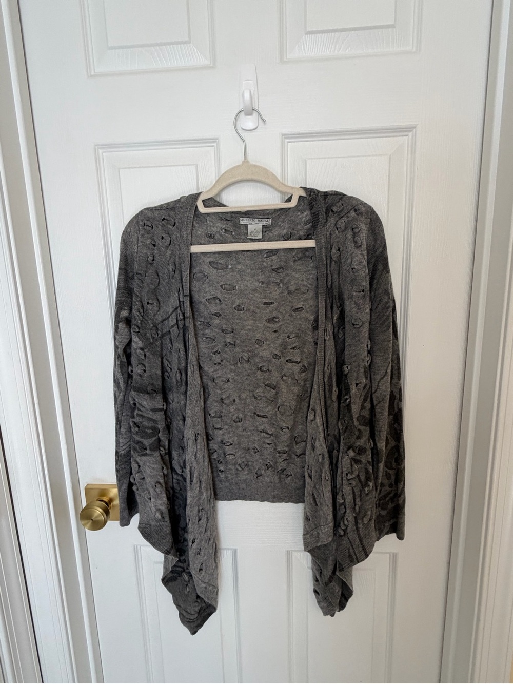 Alberto Makali - Gray Open-Front Lightweight Cardigan Sweater